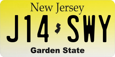NJ license plate J14SWY