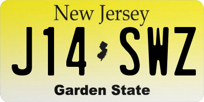 NJ license plate J14SWZ