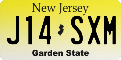 NJ license plate J14SXM