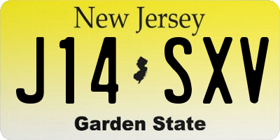 NJ license plate J14SXV