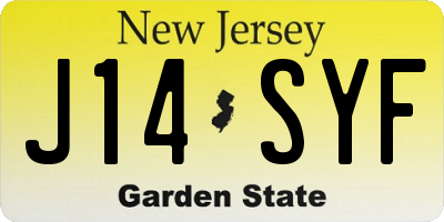 NJ license plate J14SYF