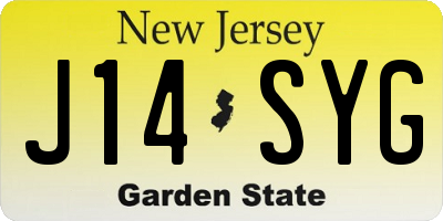 NJ license plate J14SYG