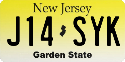 NJ license plate J14SYK
