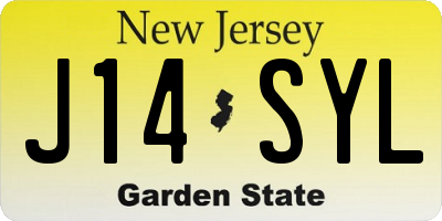 NJ license plate J14SYL