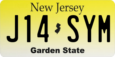 NJ license plate J14SYM
