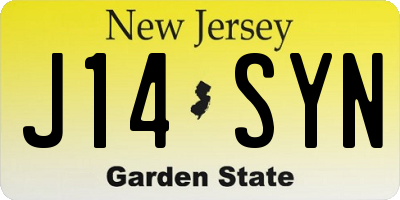NJ license plate J14SYN
