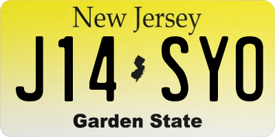 NJ license plate J14SYO
