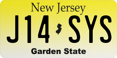 NJ license plate J14SYS