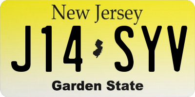 NJ license plate J14SYV