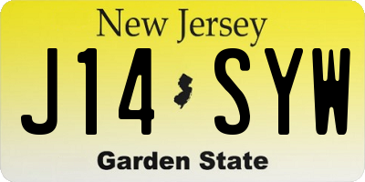 NJ license plate J14SYW