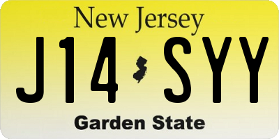 NJ license plate J14SYY