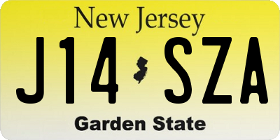 NJ license plate J14SZA
