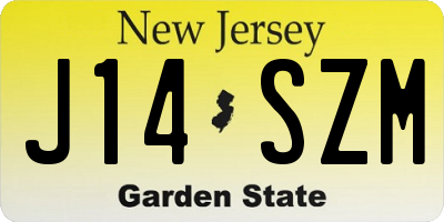 NJ license plate J14SZM