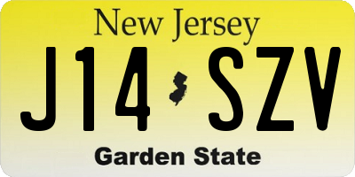 NJ license plate J14SZV