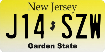 NJ license plate J14SZW