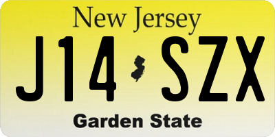 NJ license plate J14SZX