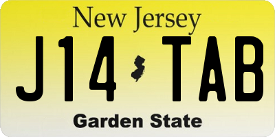 NJ license plate J14TAB