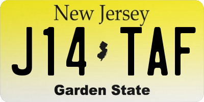 NJ license plate J14TAF