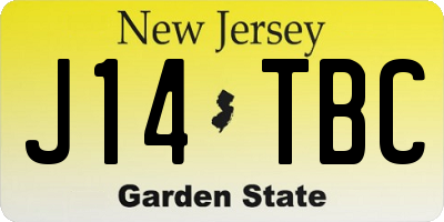 NJ license plate J14TBC