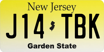 NJ license plate J14TBK