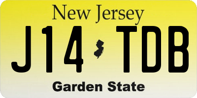 NJ license plate J14TDB