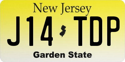 NJ license plate J14TDP