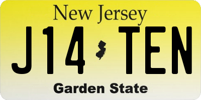 NJ license plate J14TEN