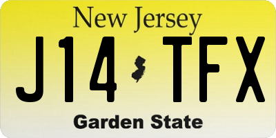 NJ license plate J14TFX