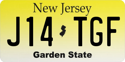 NJ license plate J14TGF