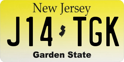 NJ license plate J14TGK