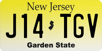 NJ license plate J14TGV