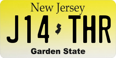 NJ license plate J14THR