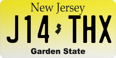 NJ license plate J14THX