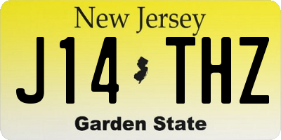 NJ license plate J14THZ