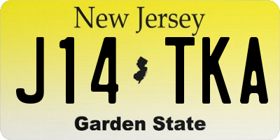 NJ license plate J14TKA