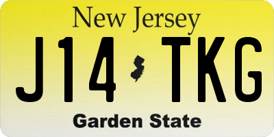 NJ license plate J14TKG