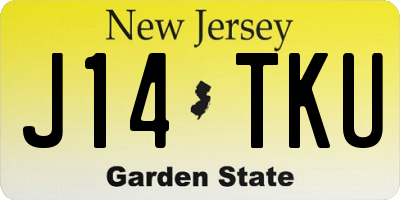 NJ license plate J14TKU