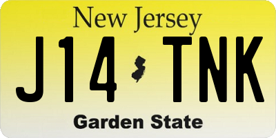 NJ license plate J14TNK