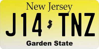 NJ license plate J14TNZ