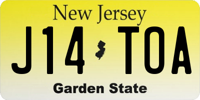 NJ license plate J14TOA