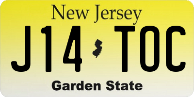NJ license plate J14TOC
