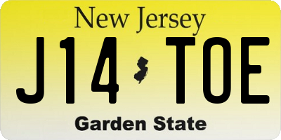 NJ license plate J14TOE