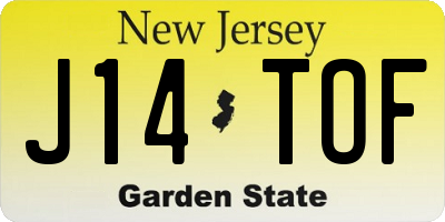 NJ license plate J14TOF