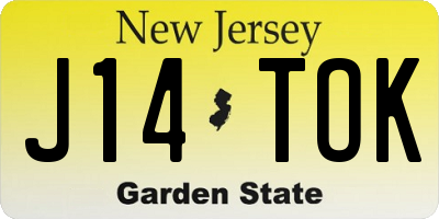 NJ license plate J14TOK