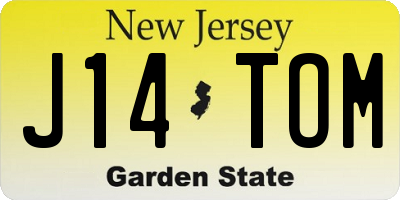 NJ license plate J14TOM
