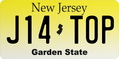 NJ license plate J14TOP