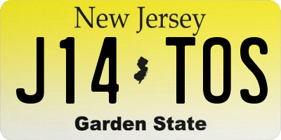 NJ license plate J14TOS