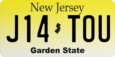 NJ license plate J14TOU