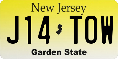 NJ license plate J14TOW