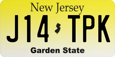 NJ license plate J14TPK
